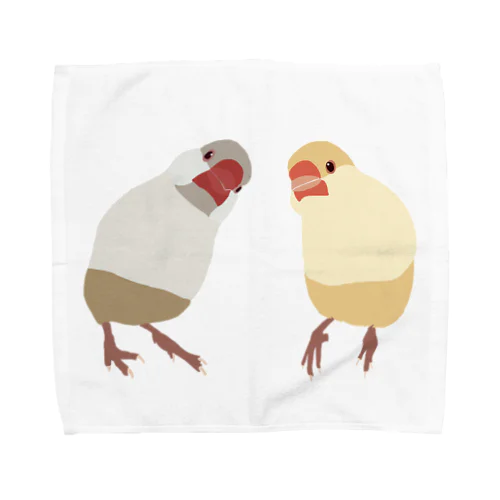 クリーム文鳥×クリームイノ文鳥 Towel Handkerchief