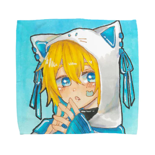 水色ネコくん Towel Handkerchief