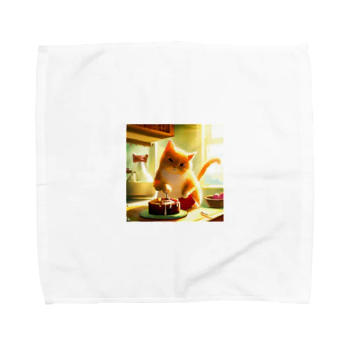 ケーキを食べる猫ちゃん Towel Handkerchief