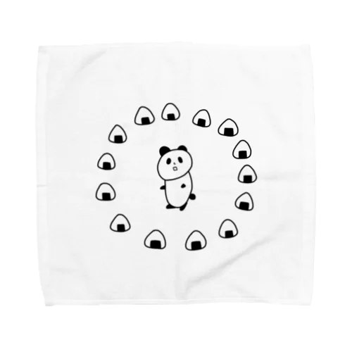 おにぎりに囲まれるパンダ Towel Handkerchief