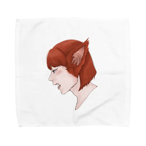 獣人横顔イラスト Towel Handkerchief