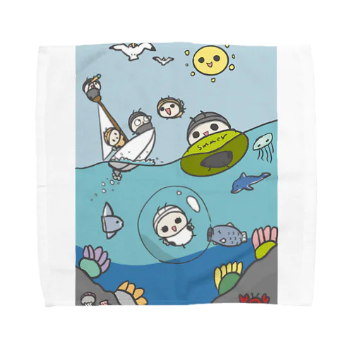 ハチとアリの海水浴(両面プリント) Towel Handkerchief