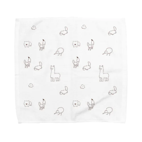 ゆるふわ動物パターン柄 Towel Handkerchief