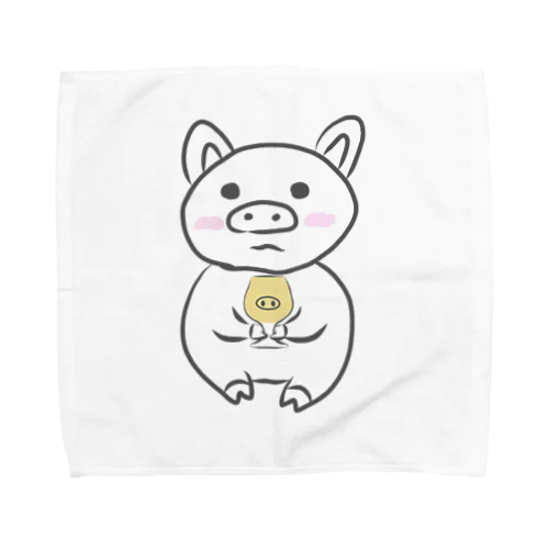 乾杯待ちのぶた　カラーver. Towel Handkerchief