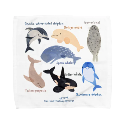 イルカとクジラとアザラシたち Towel Handkerchief