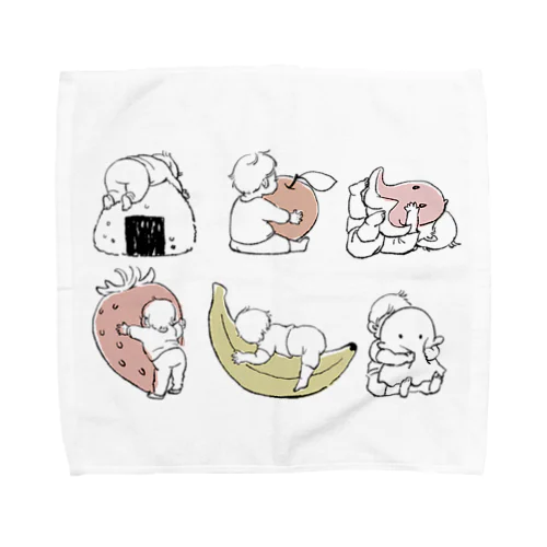 ハグする赤ちゃんまとめ(くすみカラー) Towel Handkerchief