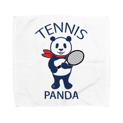 パンダ・テニス・全身・イラスト・ラケット・TENNIS・アイテム・デザイン・ガット・スポーツ・Tシャツ・サーブ・かっこいい・かわいい・選手・画像・ボール・王子・絵・オリジナル（C） タオルハンカチ