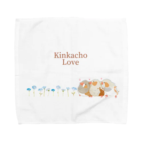 キンカチョウのネモフィラデザイン Towel Handkerchief