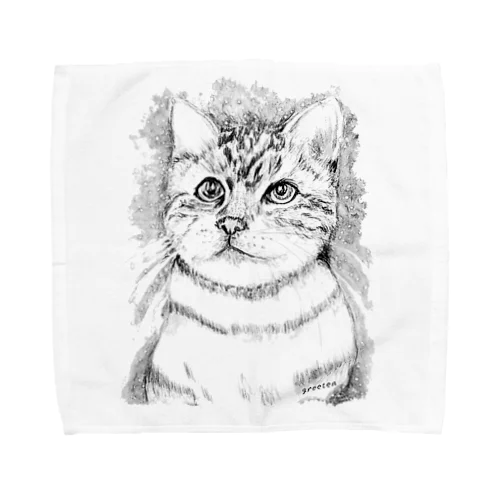 アート猫　モノクロ　 Towel Handkerchief