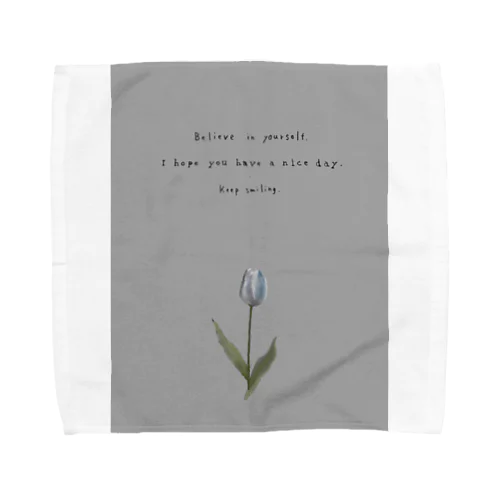 TULIP, white gray blue . Towel Handkerchief