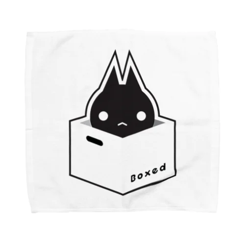 【Boxed * Cat】黒Ver タオルハンカチ