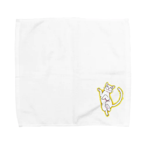 踊る白猫 Towel Handkerchief