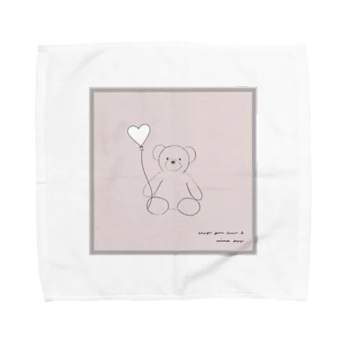 🧸 Bear and heart white balloon . タオルハンカチ