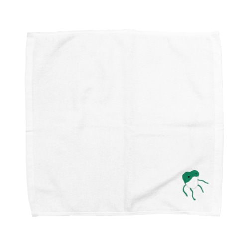 Pompom art 《濃緑カエル》 Towel Handkerchief