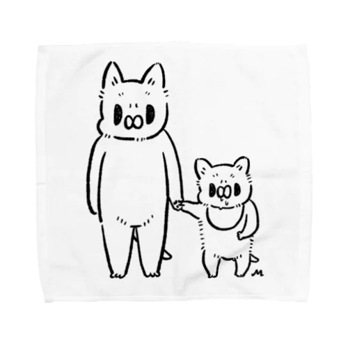 猫親子柄（単色） Towel Handkerchief