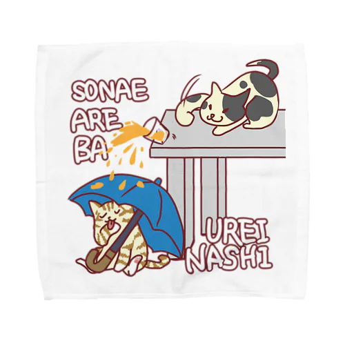 備えるトラ猫　タオルハンカチ Towel Handkerchief