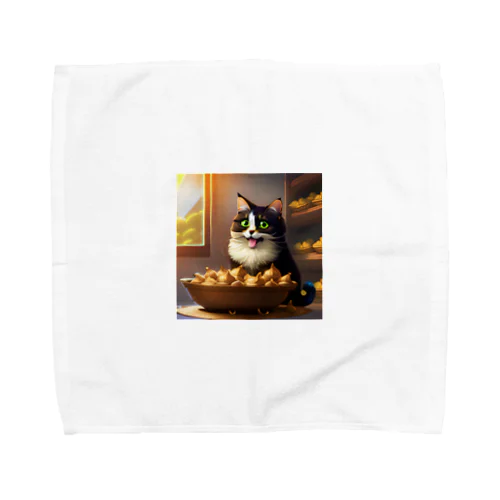 お腹を空かせた猫のイラスト Towel Handkerchief