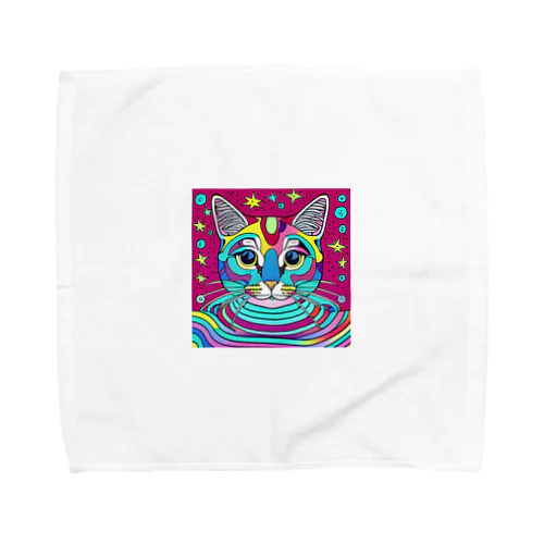 サイケデリックな猫 Towel Handkerchief