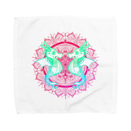 タツノオトシゴ 曼荼羅 白 Towel Handkerchief