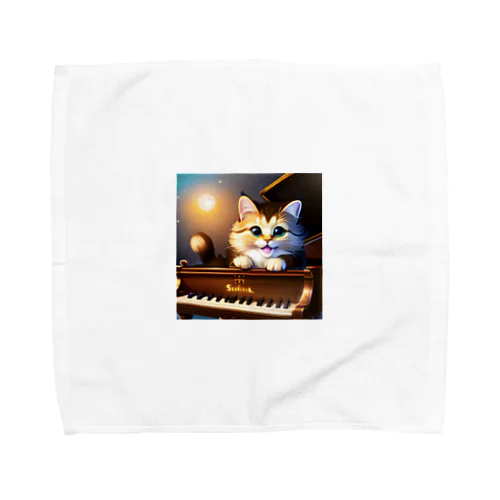 子猫ピアニスト-1 タオルハンカチ