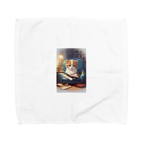 かわいい子猫の読書時間 Towel Handkerchief