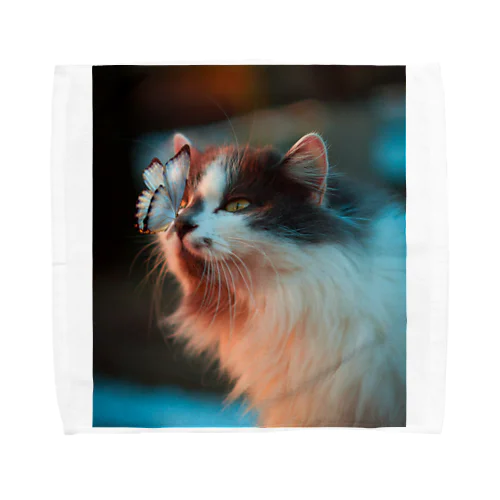 猫と蝶の友情 Towel Handkerchief