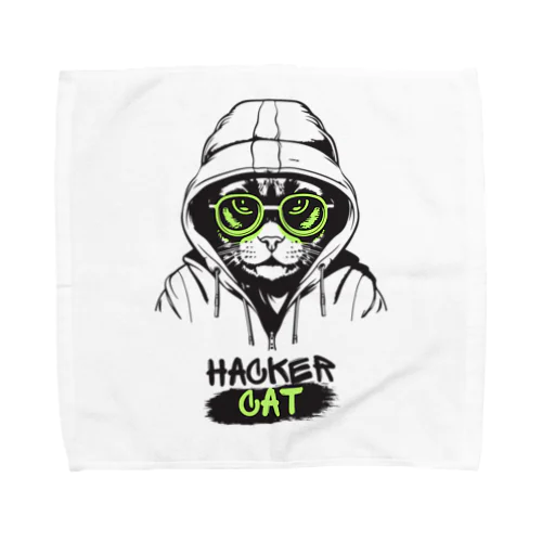 cat ハッカー　 Towel Handkerchief