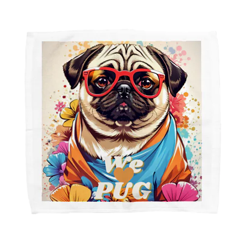 We♥PUG　色彩（パグ大好き！） タオルハンカチ