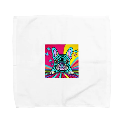 サイケデリックなフレンチブルドッグのイラストグッズ Towel Handkerchief