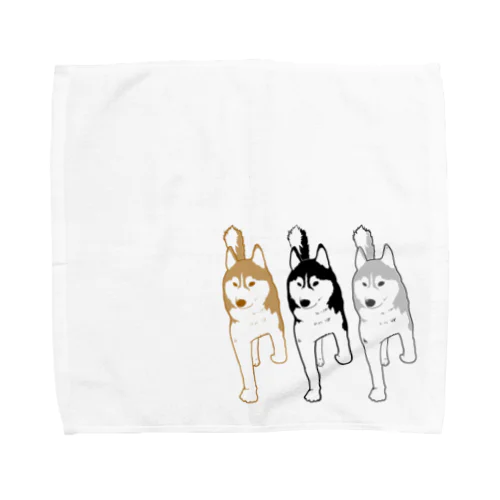 ３カラーのハスキー Towel Handkerchief