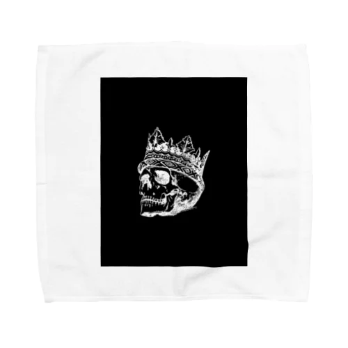 Black White Illustrated Skull King  Towel Handkerchief