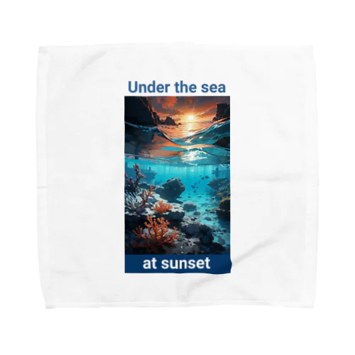 夕暮れの海の底！Under the SEA at sunset タオルハンカチ