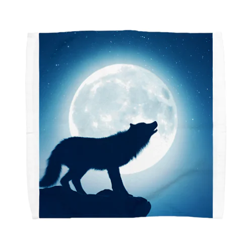 Wolf howling and full moon Towel Handkerchief