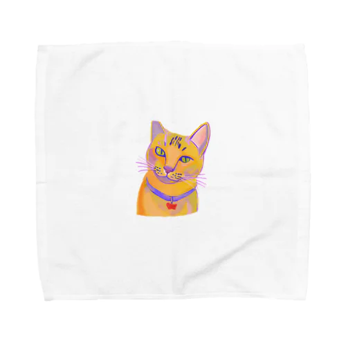 鮮やかな凛々しい猫さんのイラストグッズ Towel Handkerchief