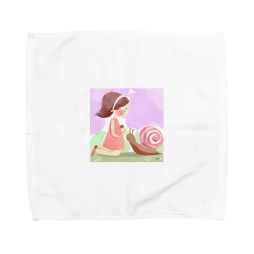 女の子とカタツムリ Towel Handkerchief