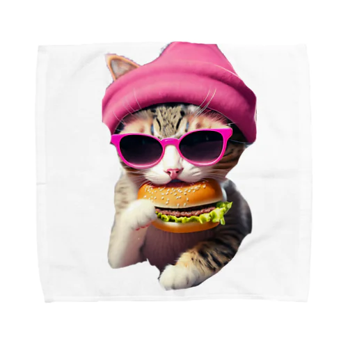 決めポーズはバーガー猫 Towel Handkerchief