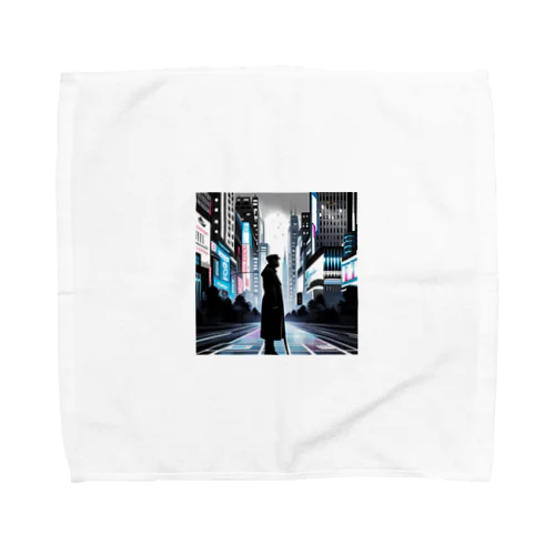 モノクロ未来都市シルエットコート Towel Handkerchief