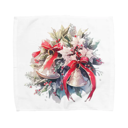 水彩画タッチの幸せな音色を奏でるクリスマスベル Towel Handkerchief