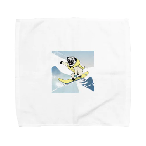 スノボするパグ Towel Handkerchief