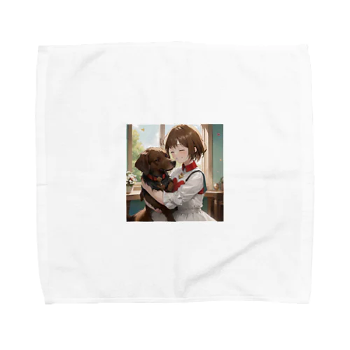 少女と愛犬 Towel Handkerchief