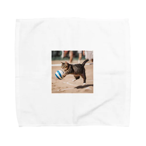 バレーボールをする猫 Towel Handkerchief