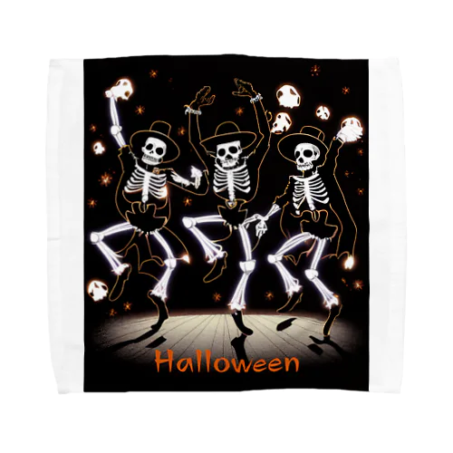 ハロウィンスケルトンダンス02-01　文字入り Towel Handkerchief