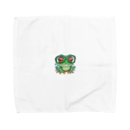 知的な眼鏡カエル Towel Handkerchief