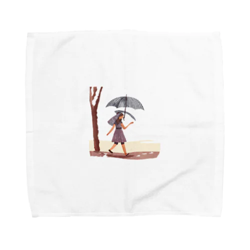 雨降り散歩 イラスト Towel Handkerchief