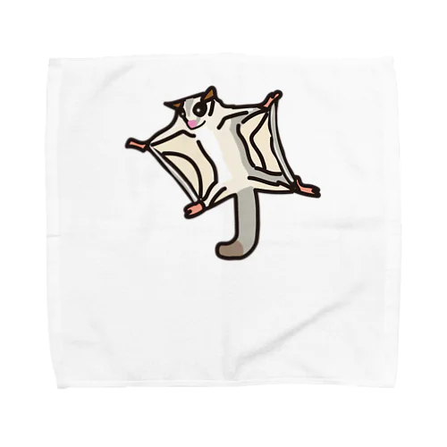 モモンガと花柄アニマルカフェのロゴ入り。 Towel Handkerchief