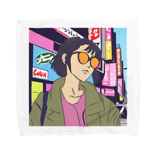 sunglass girl 街編 Towel Handkerchief