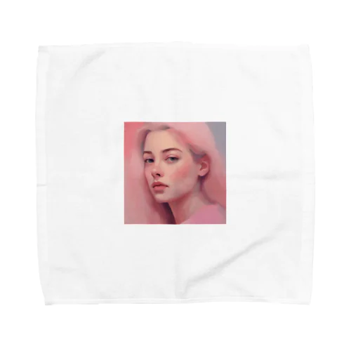 ピンクのチーク美女 Towel Handkerchief