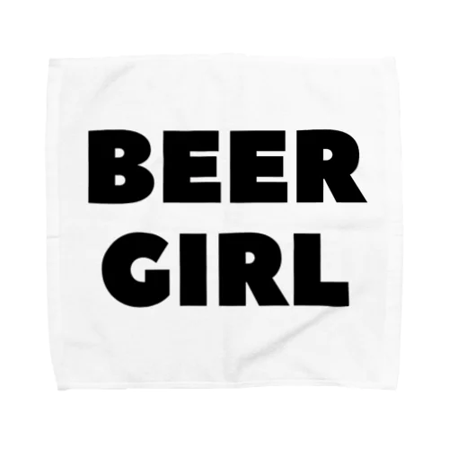 ビールガール_黒字(透過) Towel Handkerchief