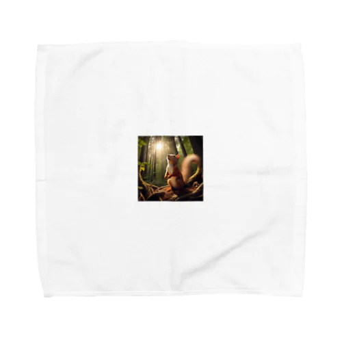 木漏れ日の森のリス Towel Handkerchief