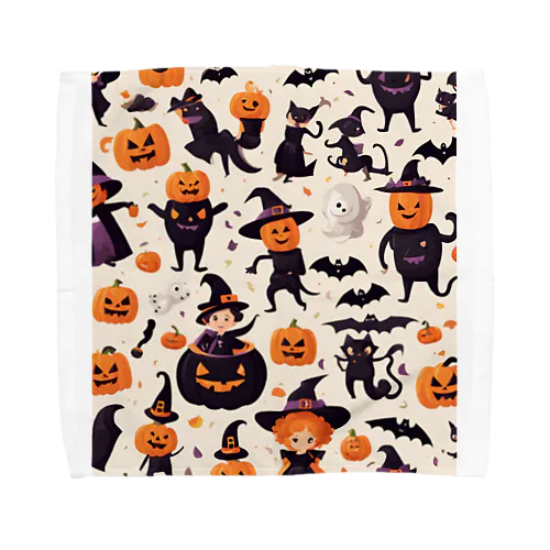 たくさんのかわいいハロウィーンキャラクター Towel Handkerchief